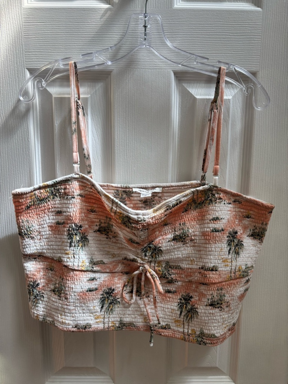 American Eagle Smocked Palm Print Woman’s Crop Top, Size XXL, NWT
